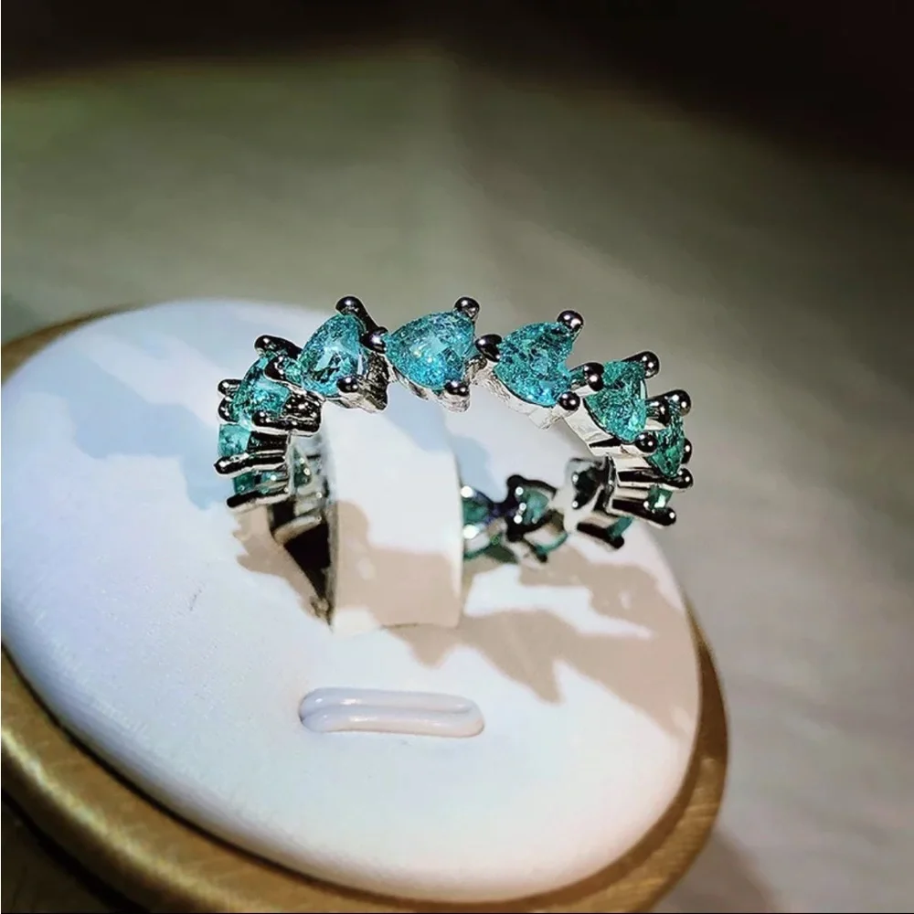 New 925 silver Hearts design luxury treasure love Diamond ring - Picture 5 of 5